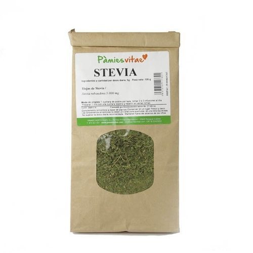 La stevia en grano tiene el color verde de la planta de la que se extrae.